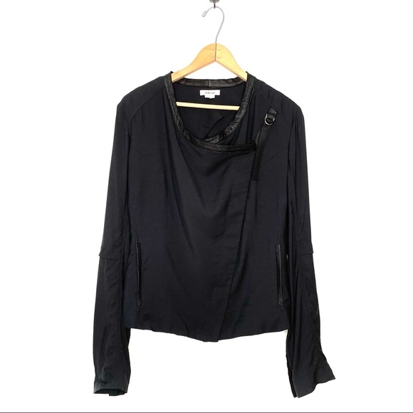Helmut LangBlack Leather Trim Biker Jacket